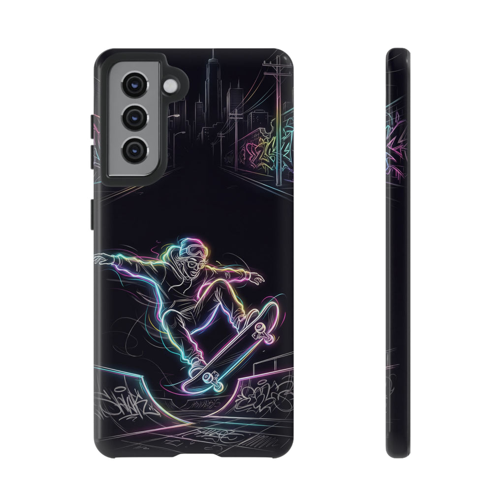 Neon Skateboard Samsung Galaxy Phone Case | Glow Skatepark Protective Cover