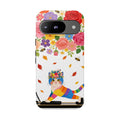 Floral Rainbow Cat Tough Google Pixel Phone Case — Colorful Pilates Cat Design