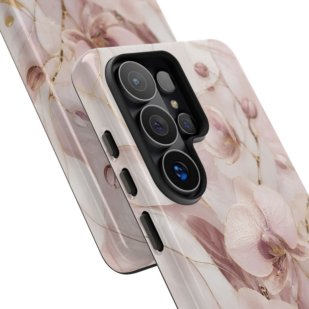 Stained Glass Orchid Samsung Galaxy Phone Case | Pink Floral Protective Case