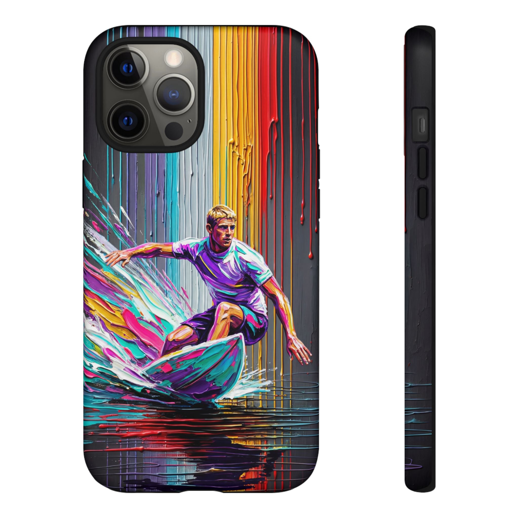 Surfing Art iPhone Case | Colourful Wave Surfer Protective Cover