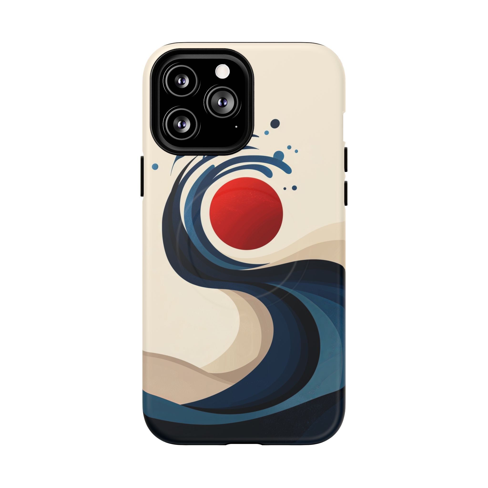 Abstract Wave MagSafe iPhone Case | Red Sun Ocean Art
