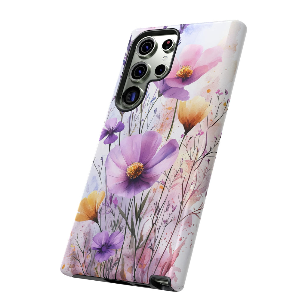 Floral Watercolour Tough Samsung Galaxy Case | Purple & Yellow Wildflowers