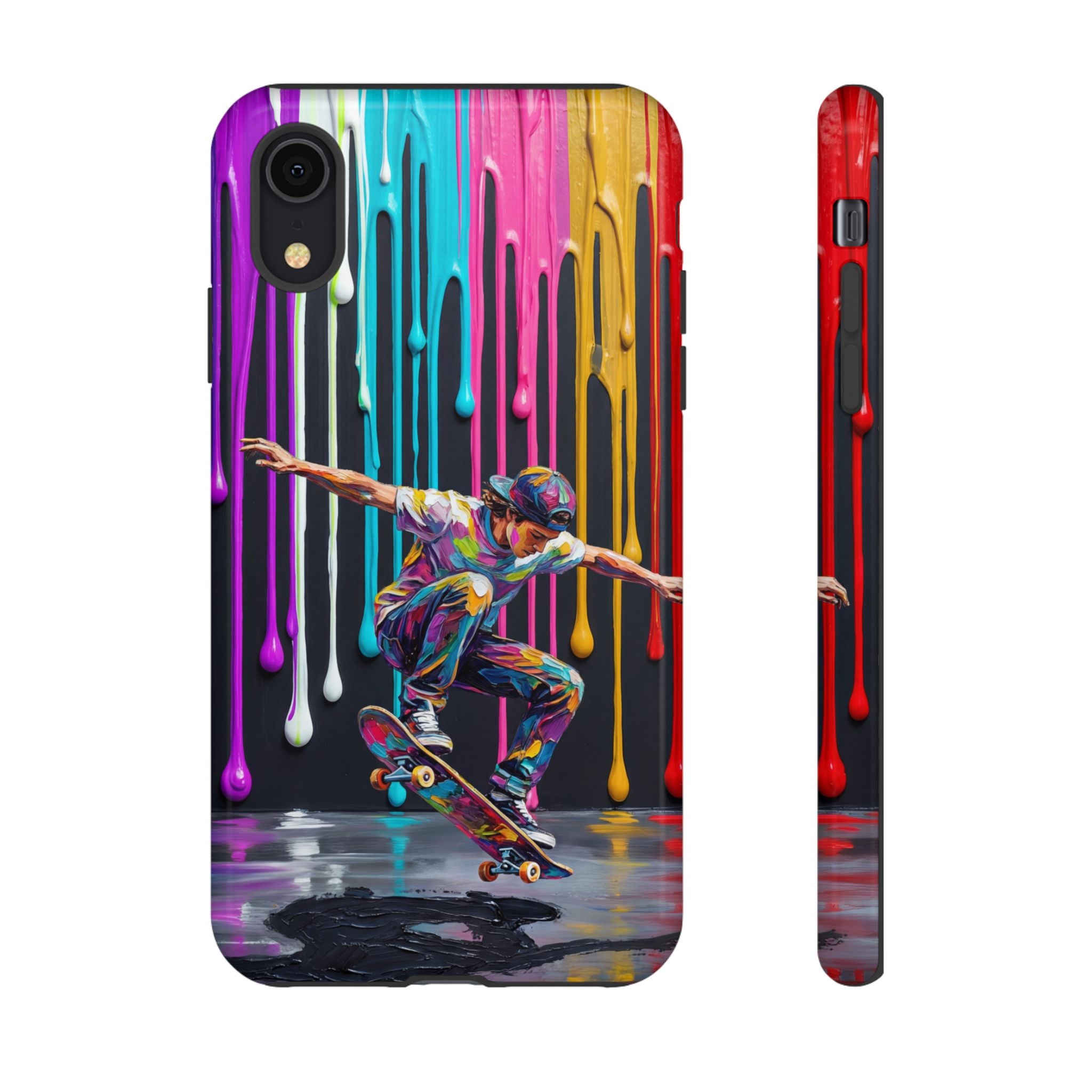 Colourful Drip Art Skateboarder Splash iPhone Case