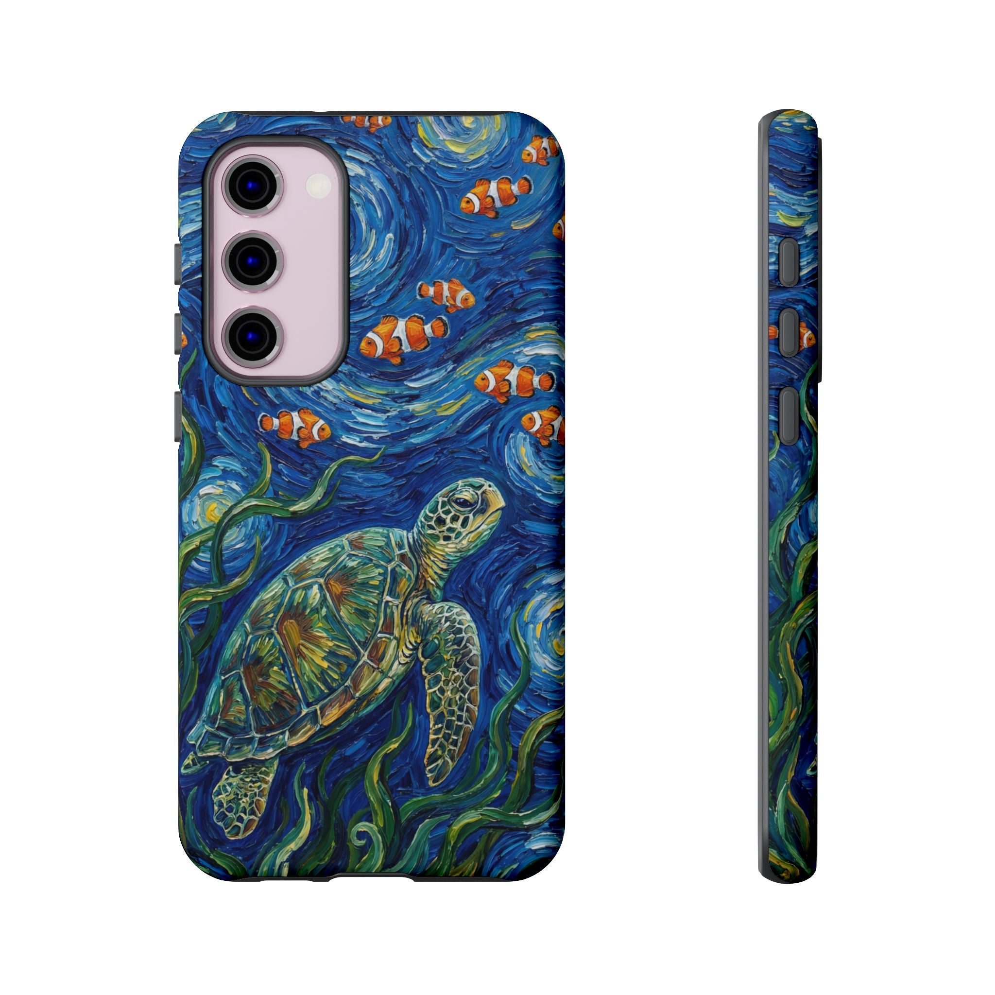 Sea Turtle & Clownfish Tough Samsung Galaxy Case | Van Gogh Style Ocean Art