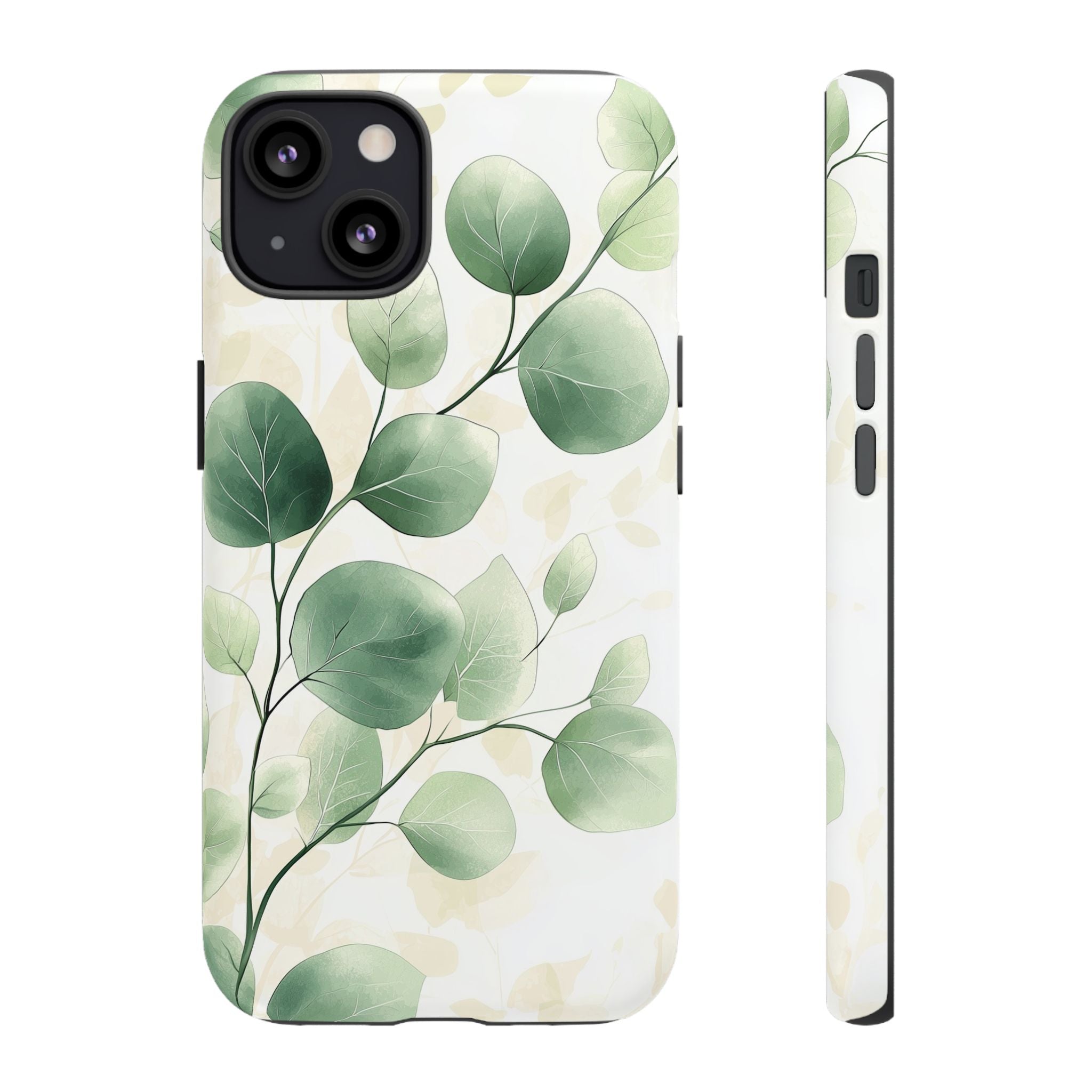 Botanical Eucalyptus Tough iPhone Case | Green Watercolour Leaf