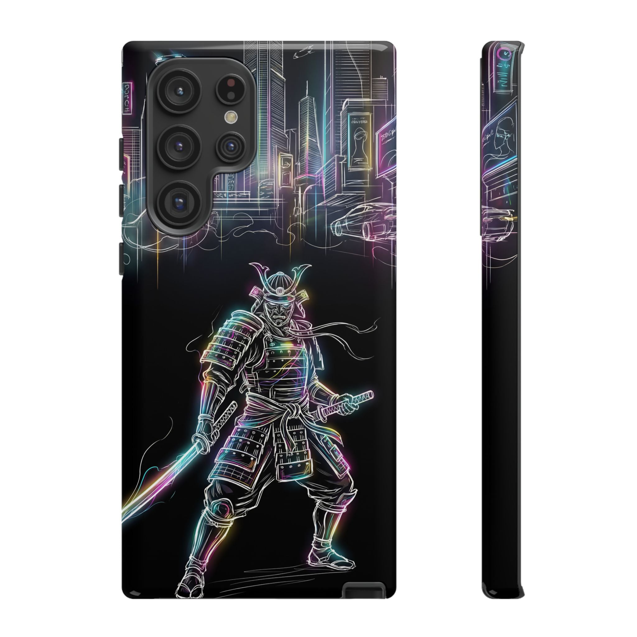 Neon Samurai Samsung Galaxy Phone Case | Cyberpunk City Armor
