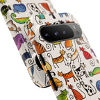 Cat Pattern Tough Google Pixel Case | Colourful Cartoon Cats