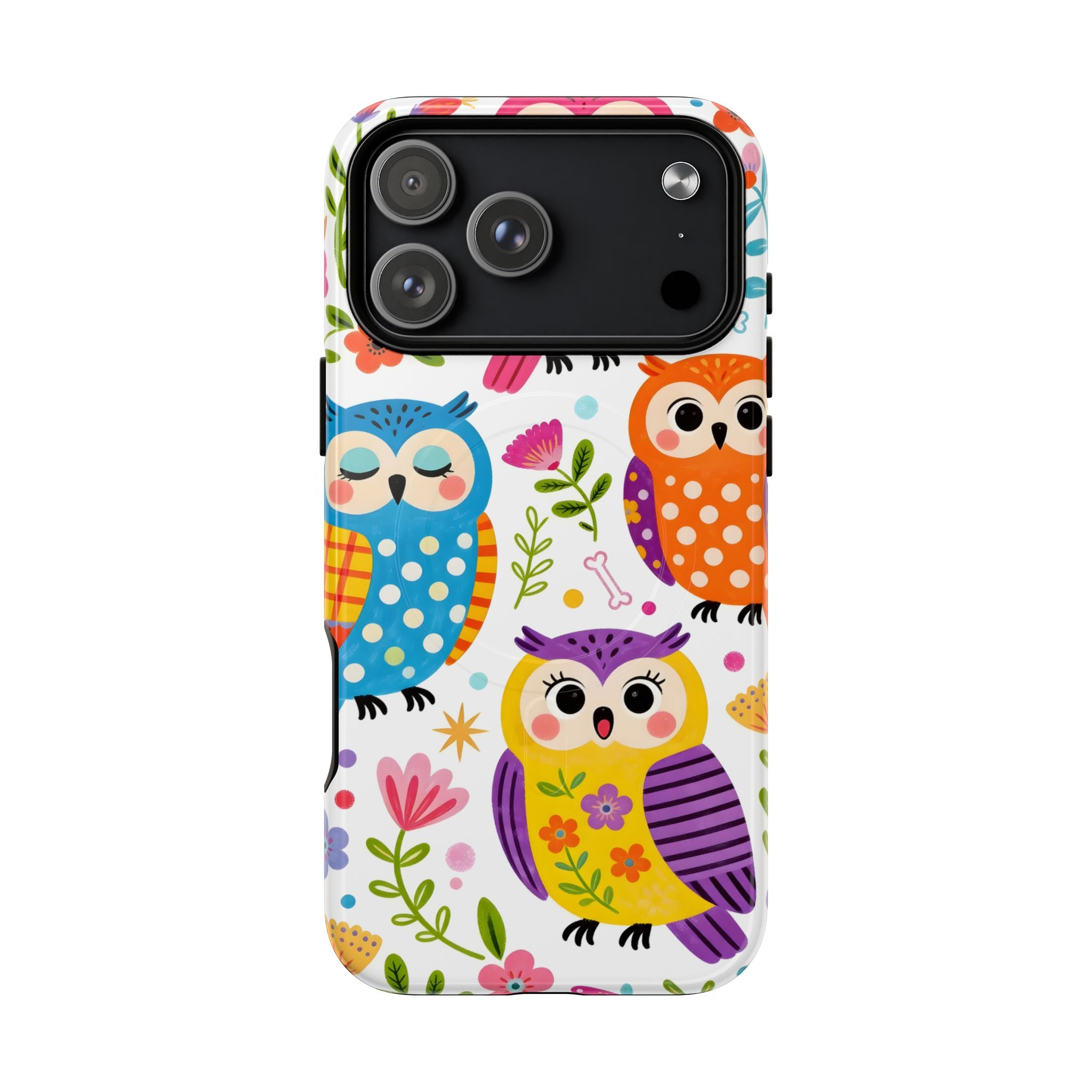Cute Colorful Owls MagSafe iPhone Case | Cute Owl Pattern Tough Case
