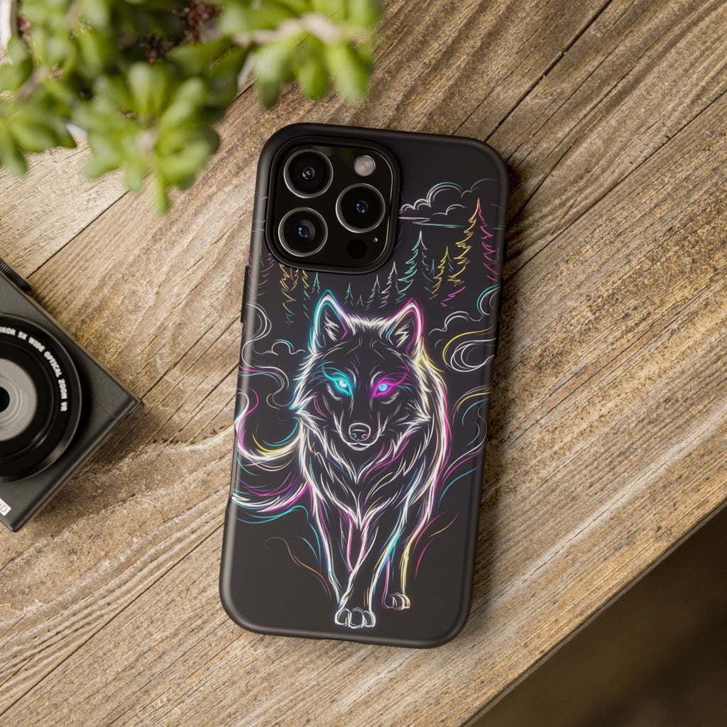 Neon Wolf iPhone Case | Mystic Glow Protective Tough Case
