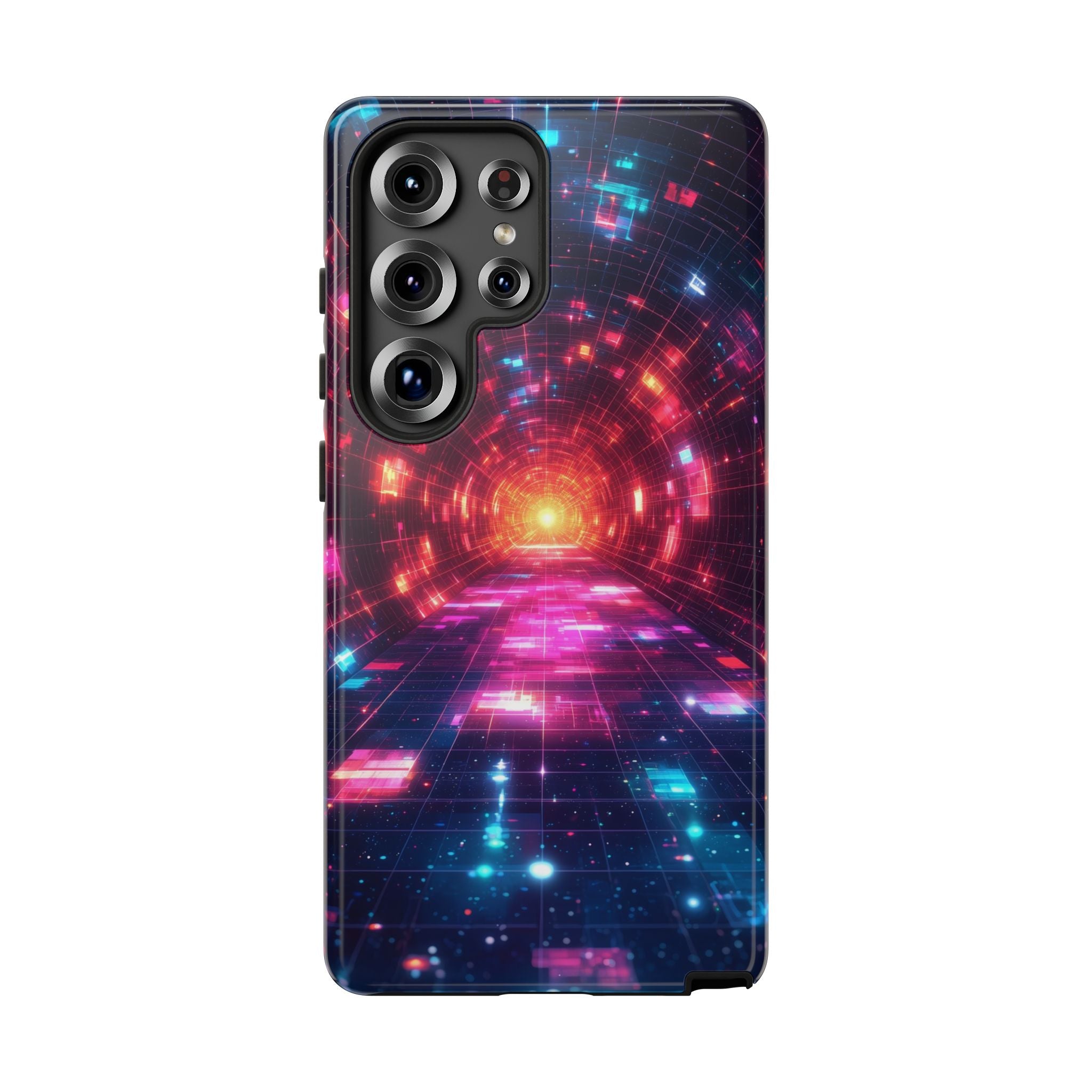 Neon Tunnel Tough Samsung Galaxy Case — Retro Futuristic Galaxy Design