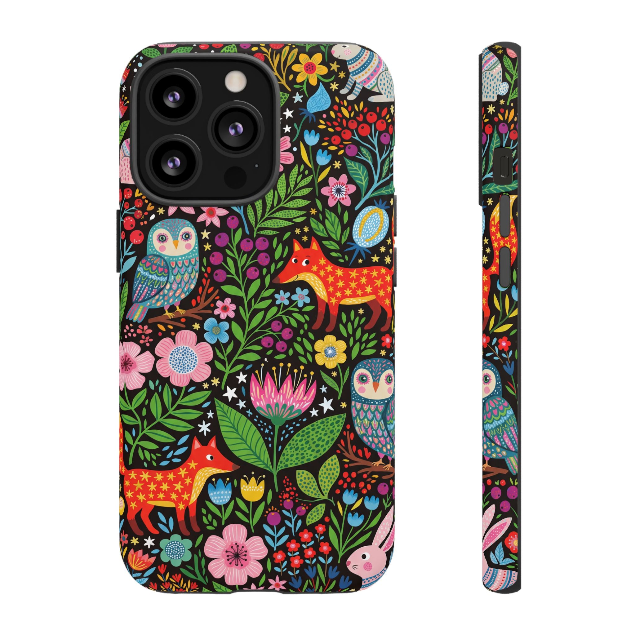 Floral Woodland iPhone Case | Colourful Fox & Owl Protective Cover