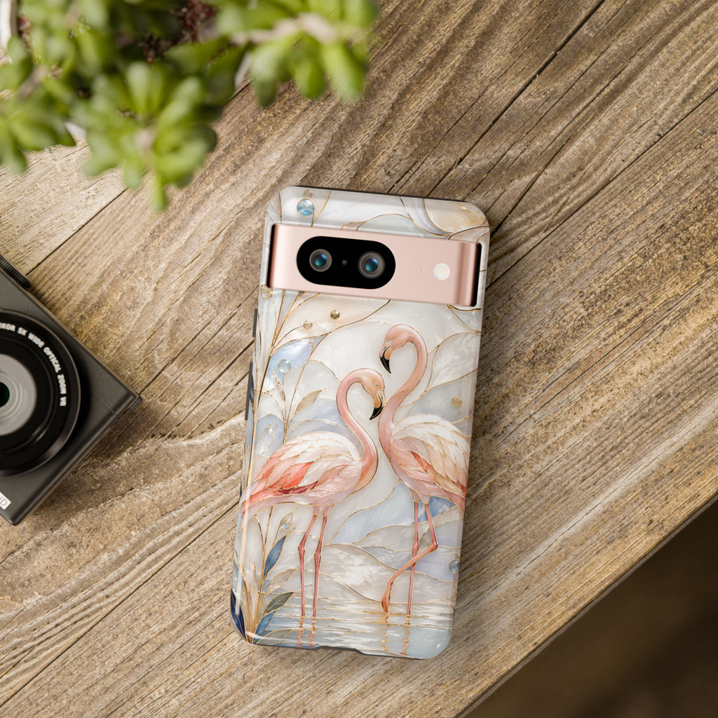 Flamingo Google Pixel Phone Case | Stained Glass Bird Art