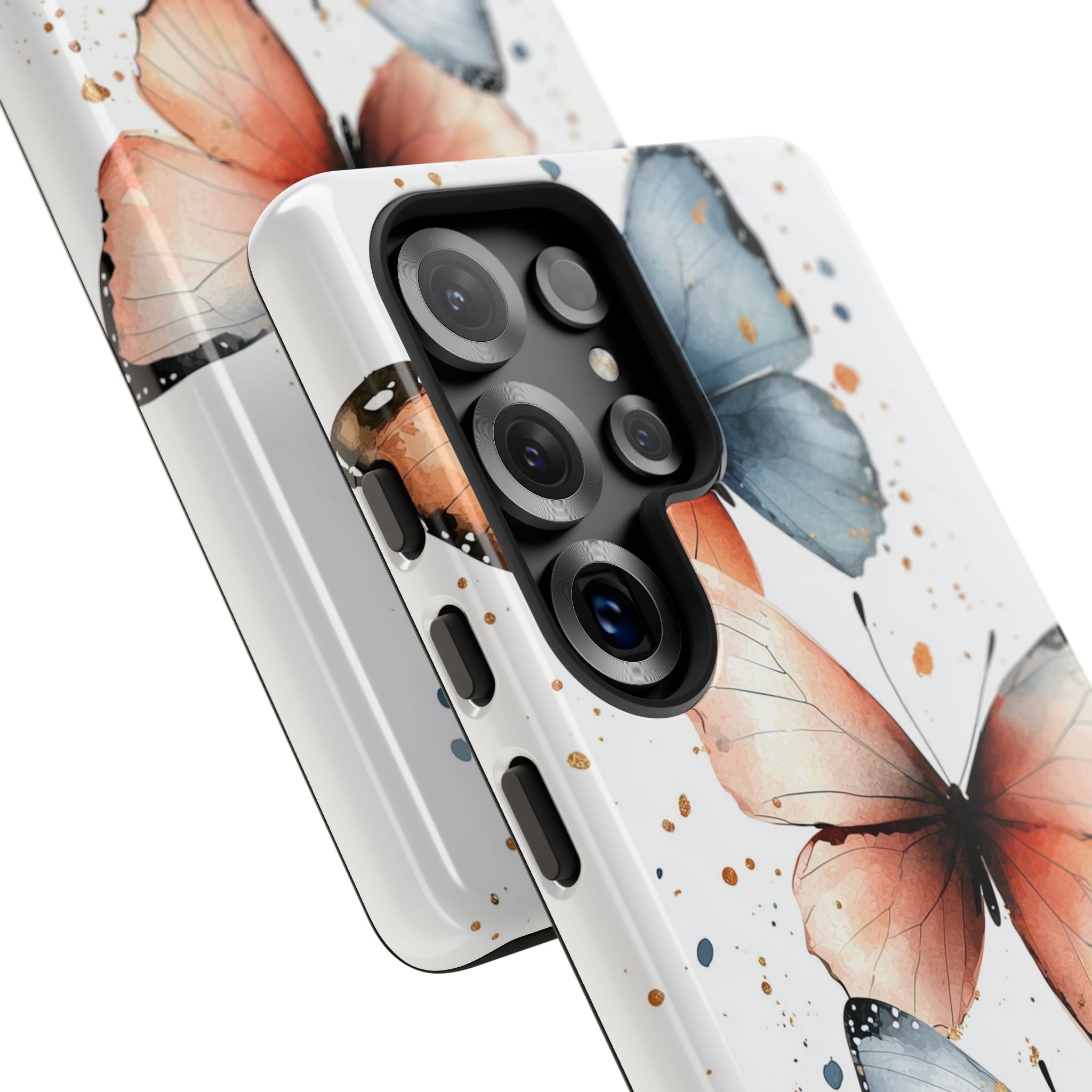 Watercolour Blue & Peach Butterfly Tough Samsung Galaxy Case