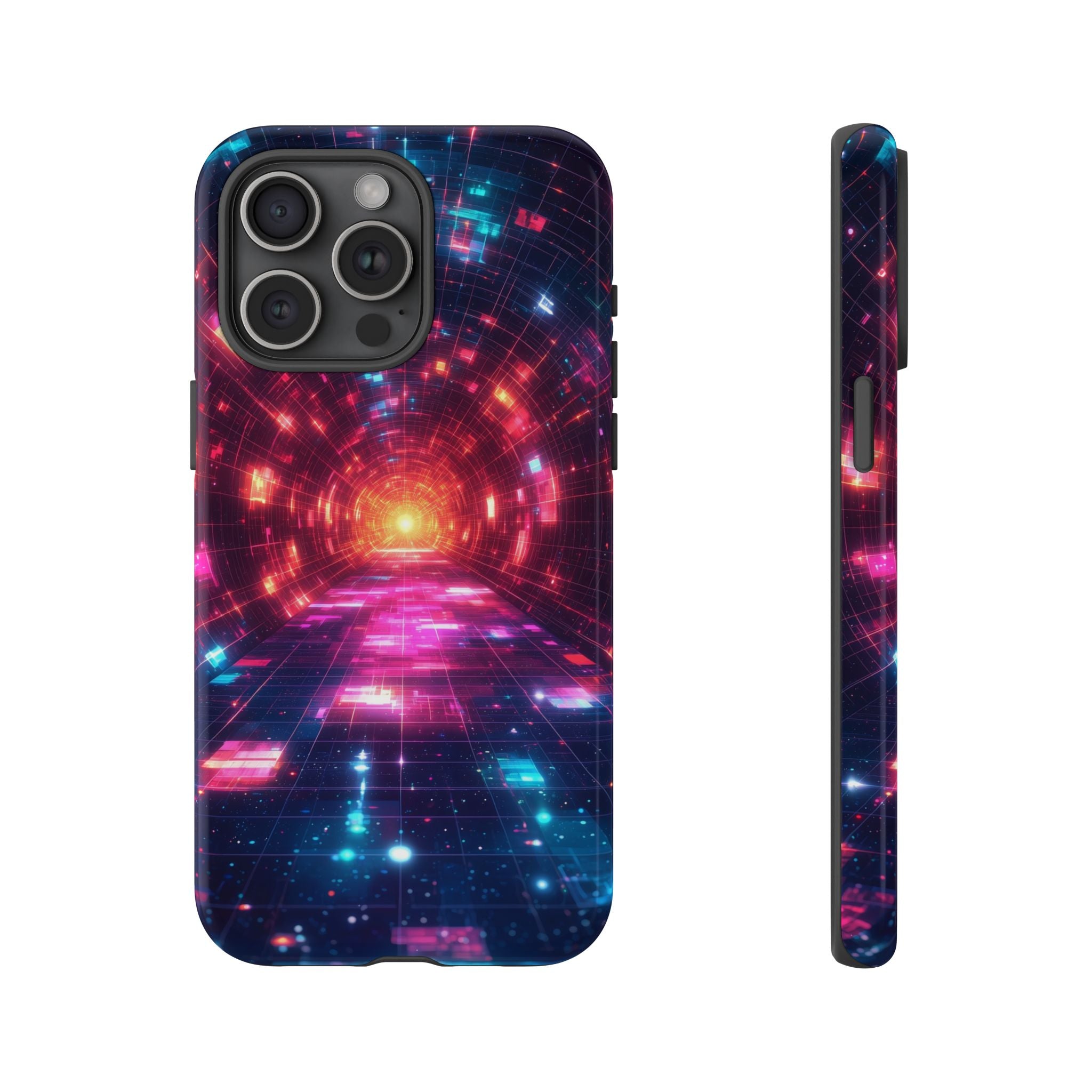 Neon Tunnel Tough iPhone Case — Retro Futuristic Galaxy Design