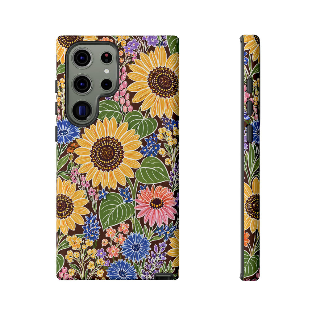 Sunflower & Wildflower Pattern Tough Samsung Phone Case