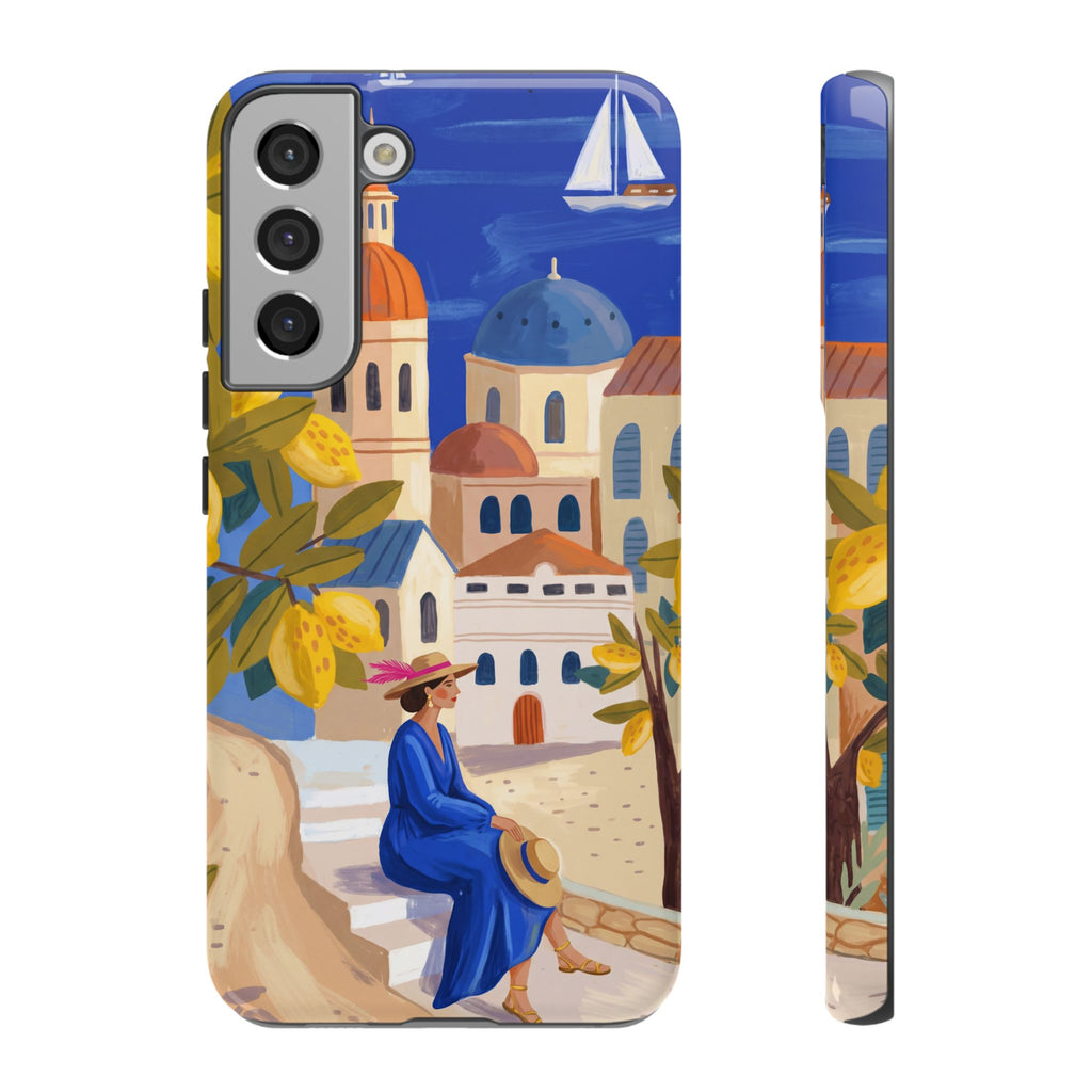 Custodia per telefono Samsung Galaxy Villaggio Mediterraneo | Design con Barca a Vela Panoramica e Limoneto