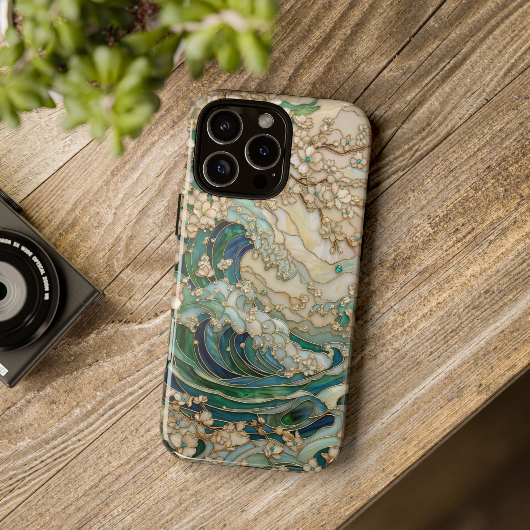 Elegant Ocean Wave Floral Art iPhone Case