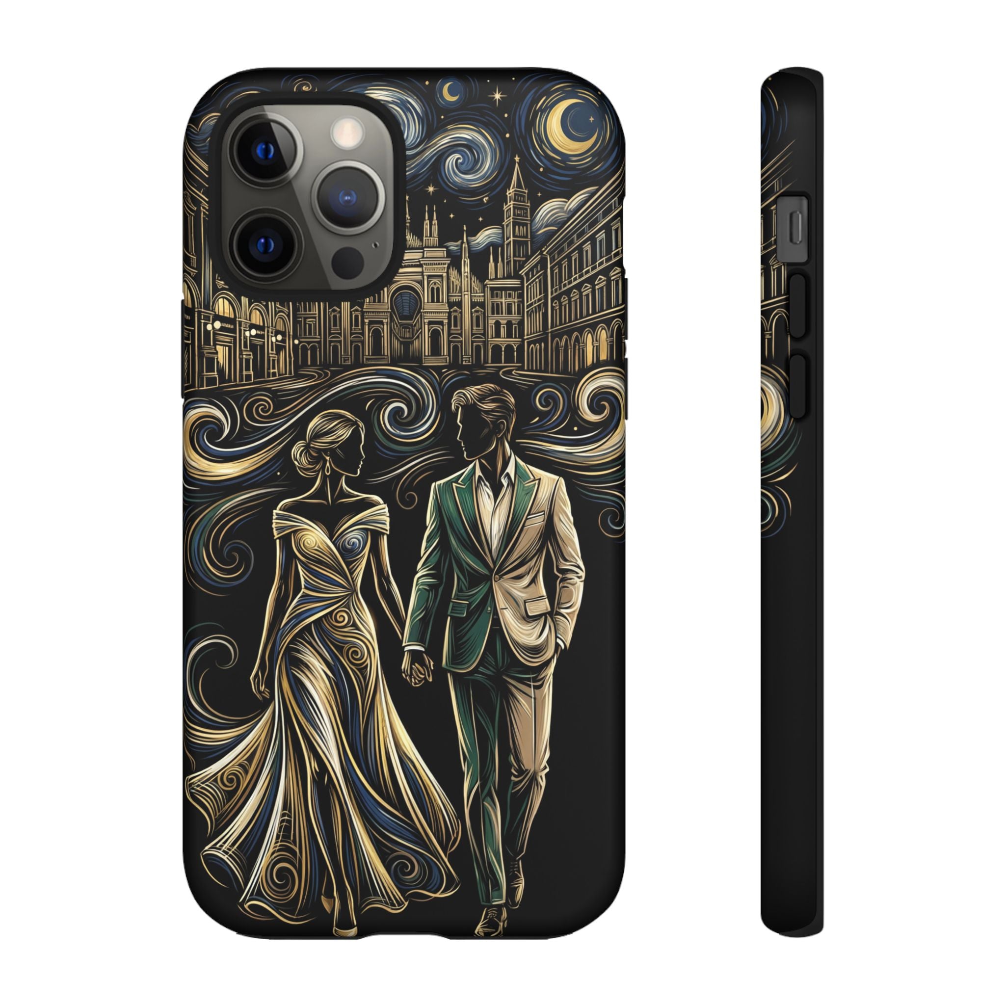 Romantic Night Walk iPhone Case | Elegant Couple Art