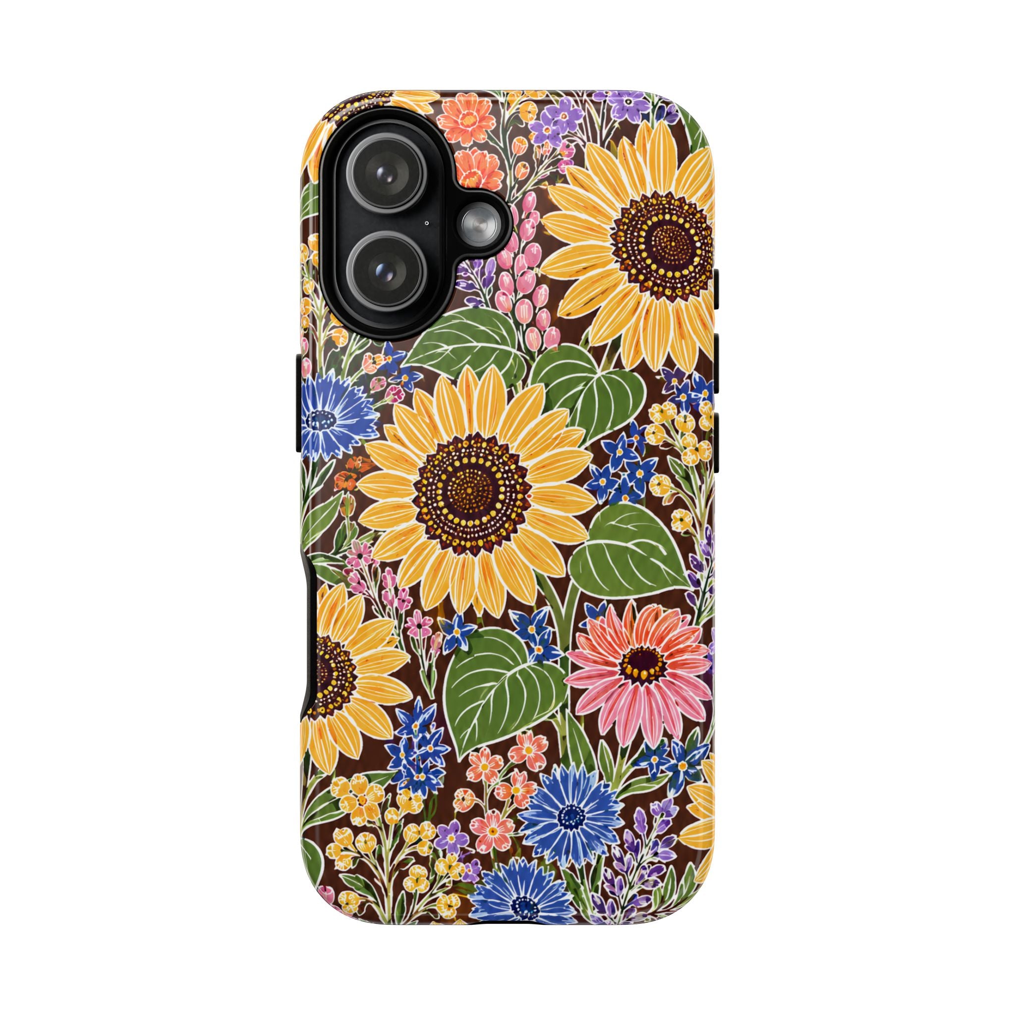 Sunflower & Wildflower Pattern Tough iPhone Case