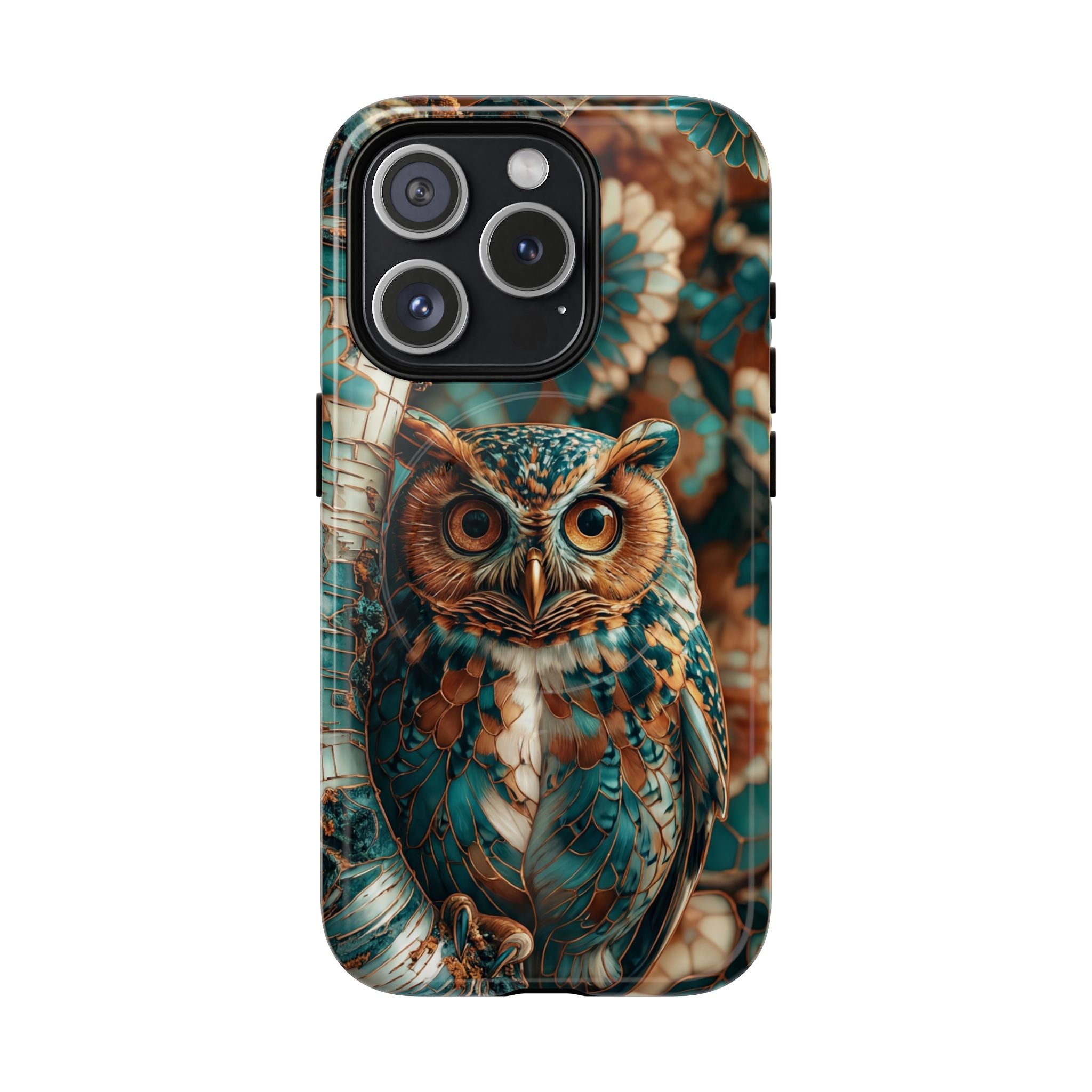 Custodia MagSafe resistente per iPhone con motivo a mosaico gufo