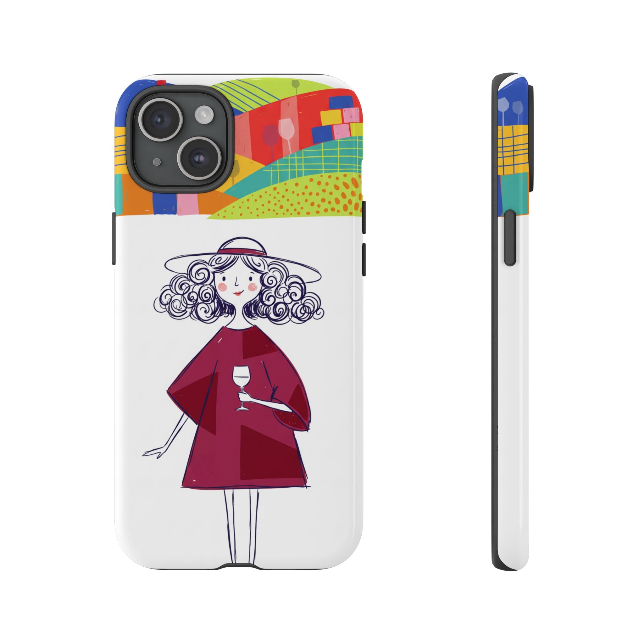 Colourful Artistic Wine Lady iPhone Case
