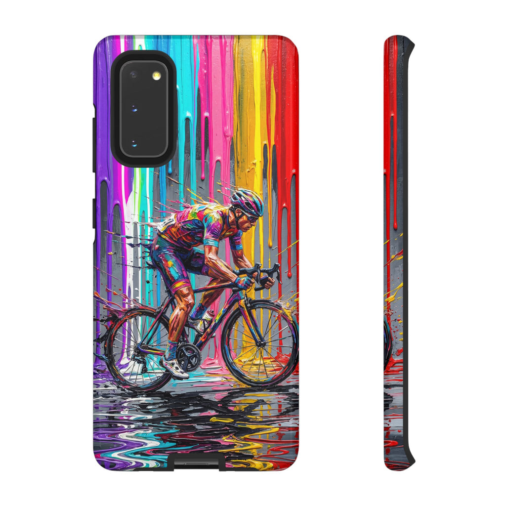 Cyclist Art Samsung Galaxy Phone Case | Colourful Drip Painting Tough Cases
