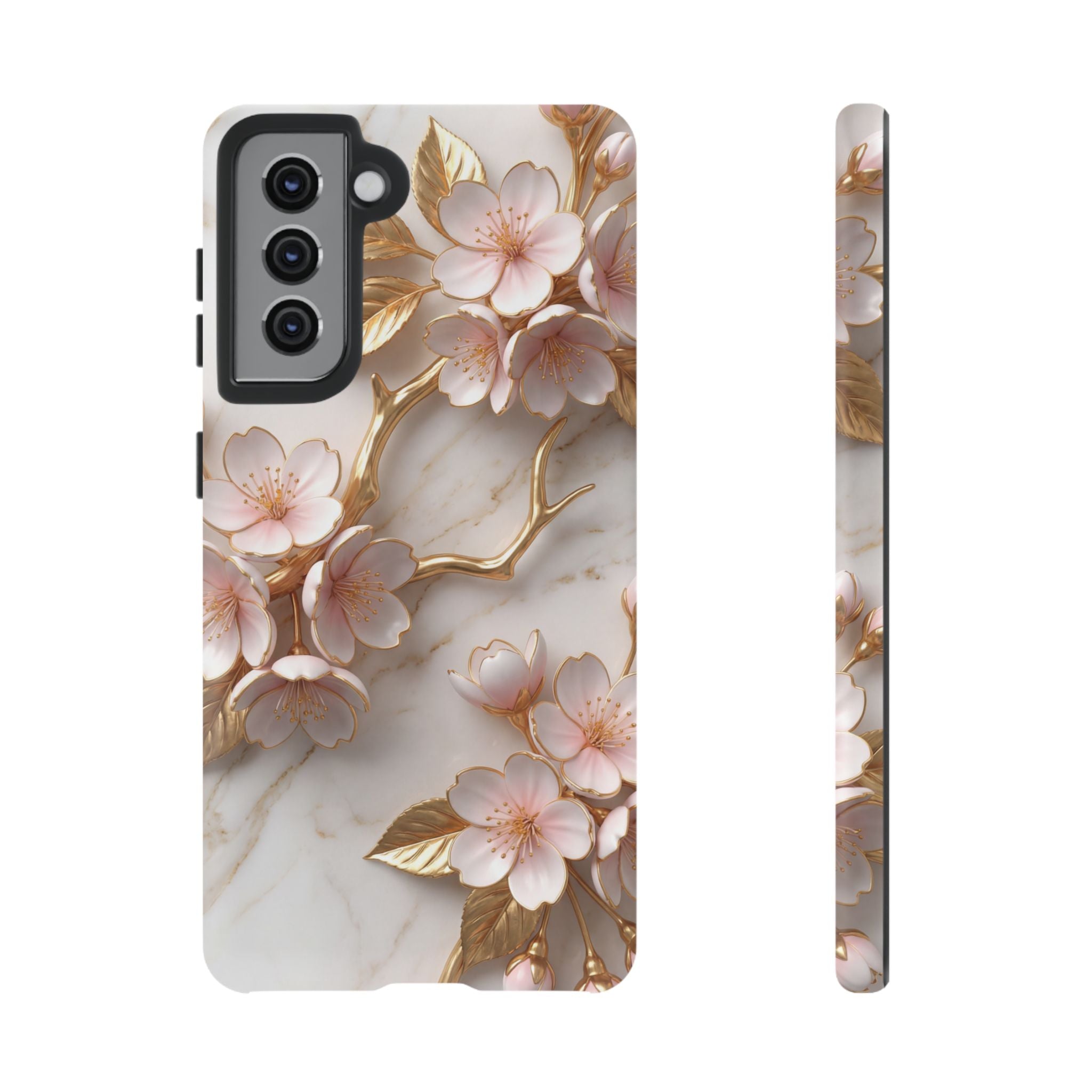 Floral Marble Samsung Galaxy Case — Sakura Gold Cherry Blossom Tough Case
