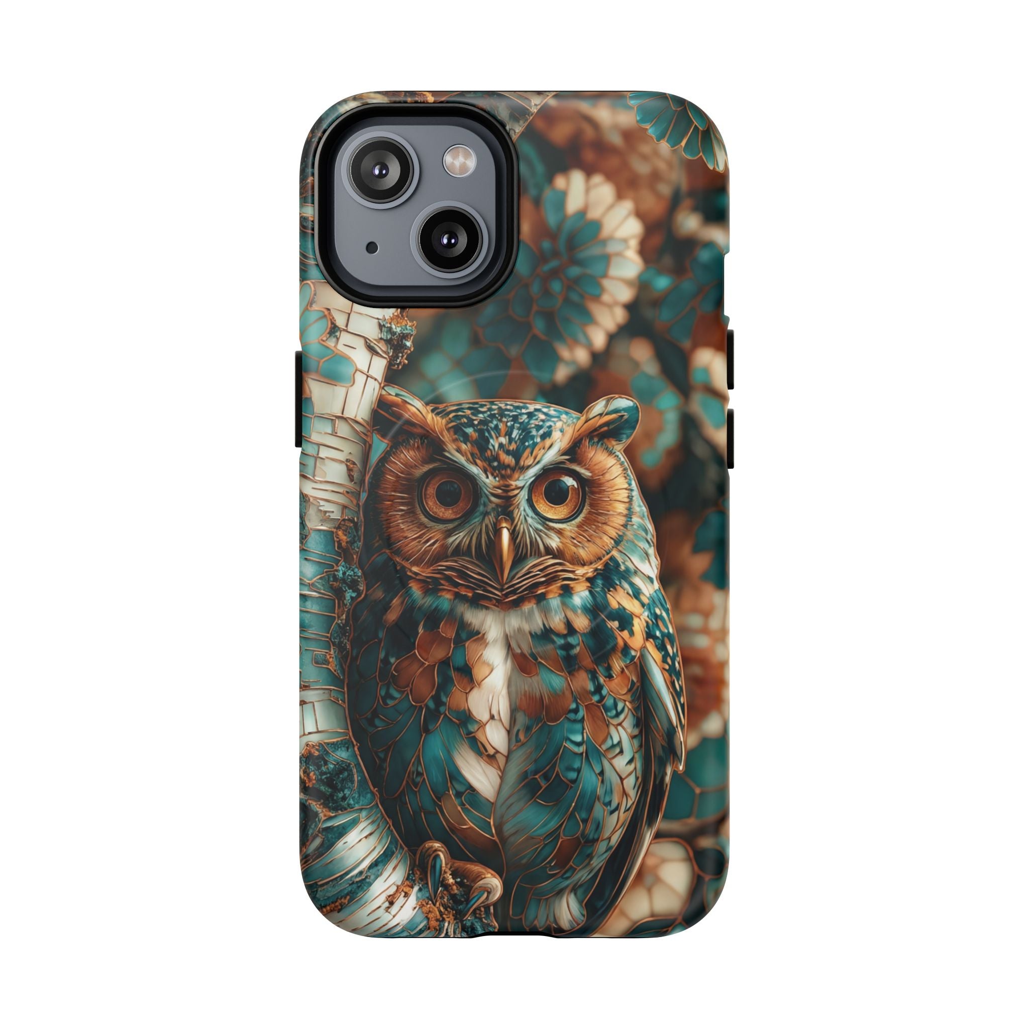 Custodia MagSafe resistente per iPhone con motivo a mosaico gufo