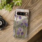 Stained Glass Iris Google Pixel Phone Case | Purple Floral Phone Case