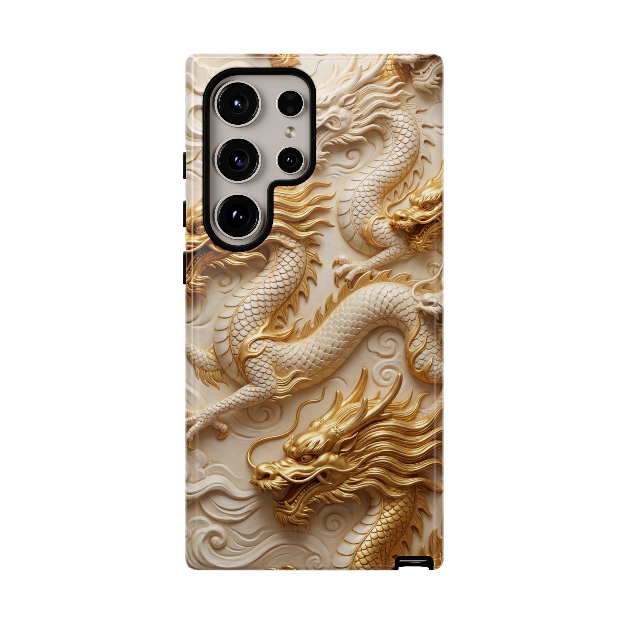 Dragon Relief Samsung Galaxy Case — Gold Carved Dragon Protective Cover