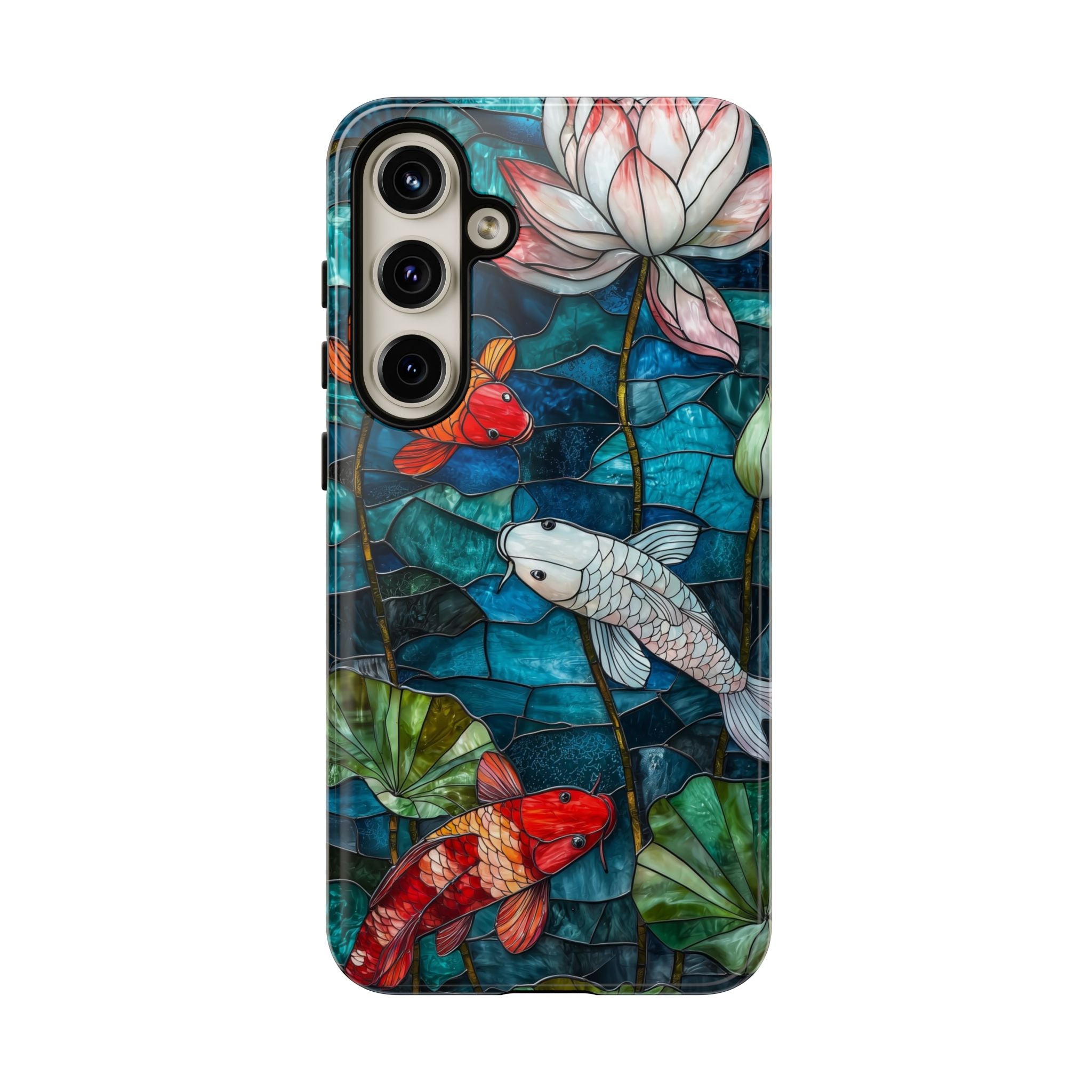 Koi Pond Tough Samsung Galaxy Case — Stained Glass Lotus & Koi Design