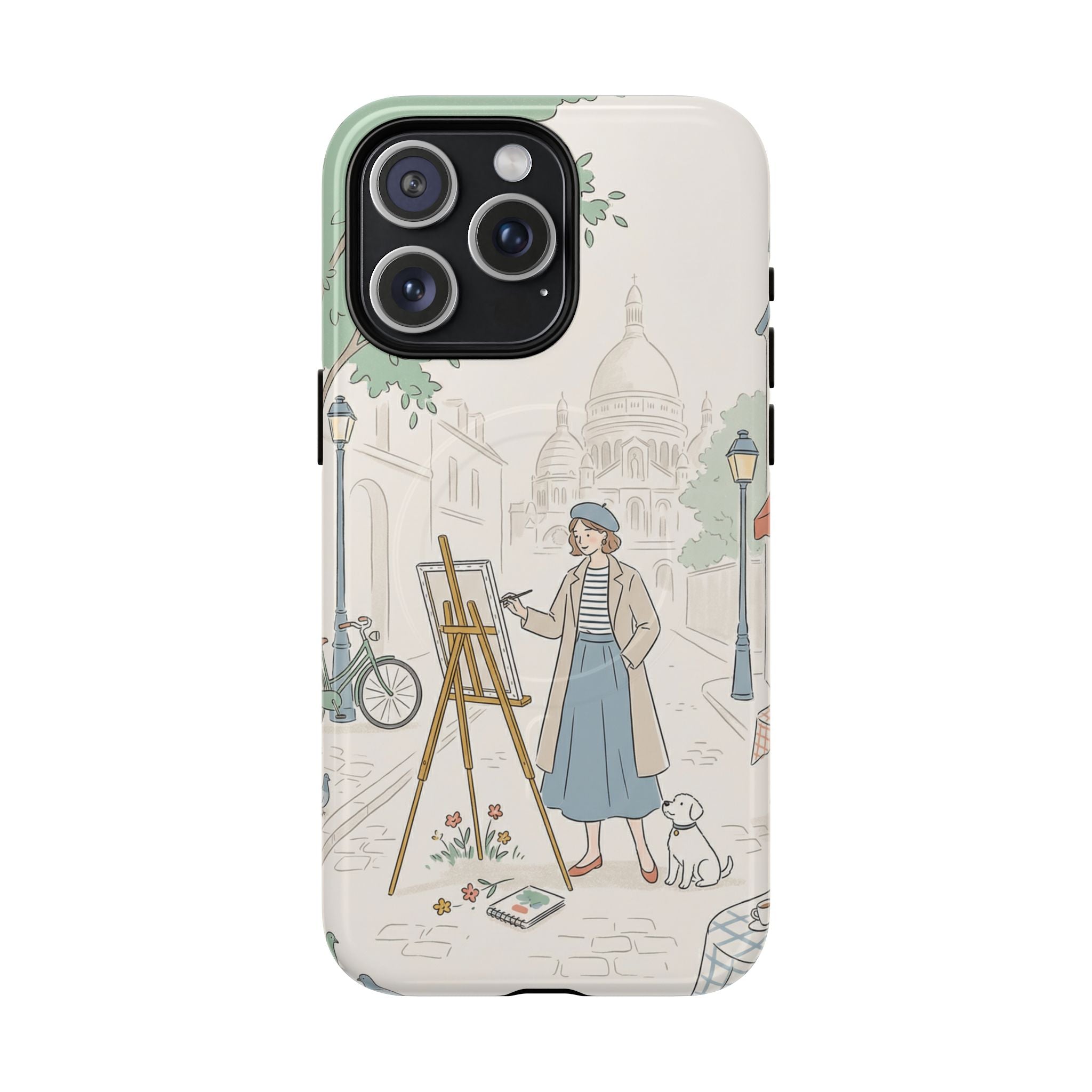 Artist in Paris MagSafe iPhone Case | Vintage Painter Street Scene Protective Cover