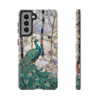 Custodia per Samsung Galaxy con motivo in vetro colorato con pavone