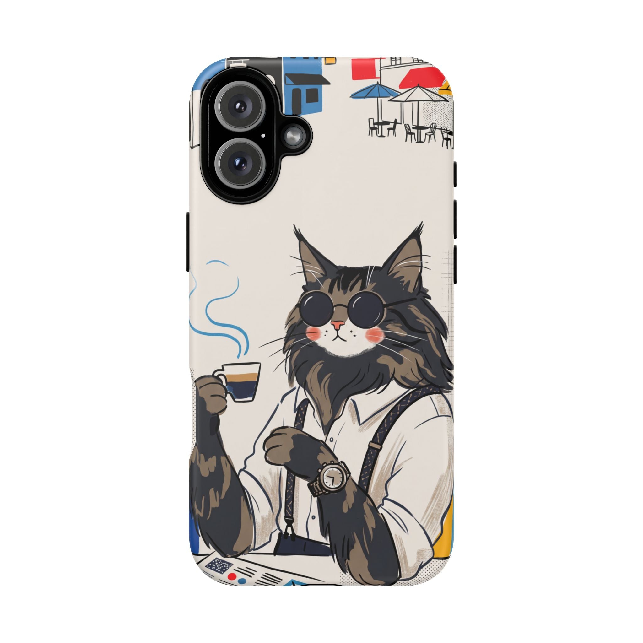 Cat Barista iPhone Case | Cool Cat in Sunglasses Coffee Shop Design