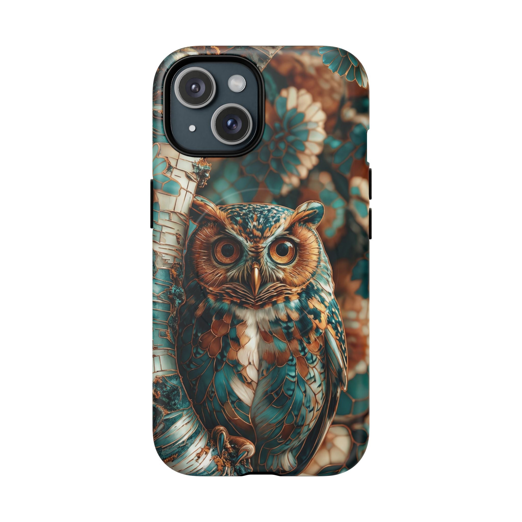 Custodia MagSafe resistente per iPhone con motivo a mosaico gufo