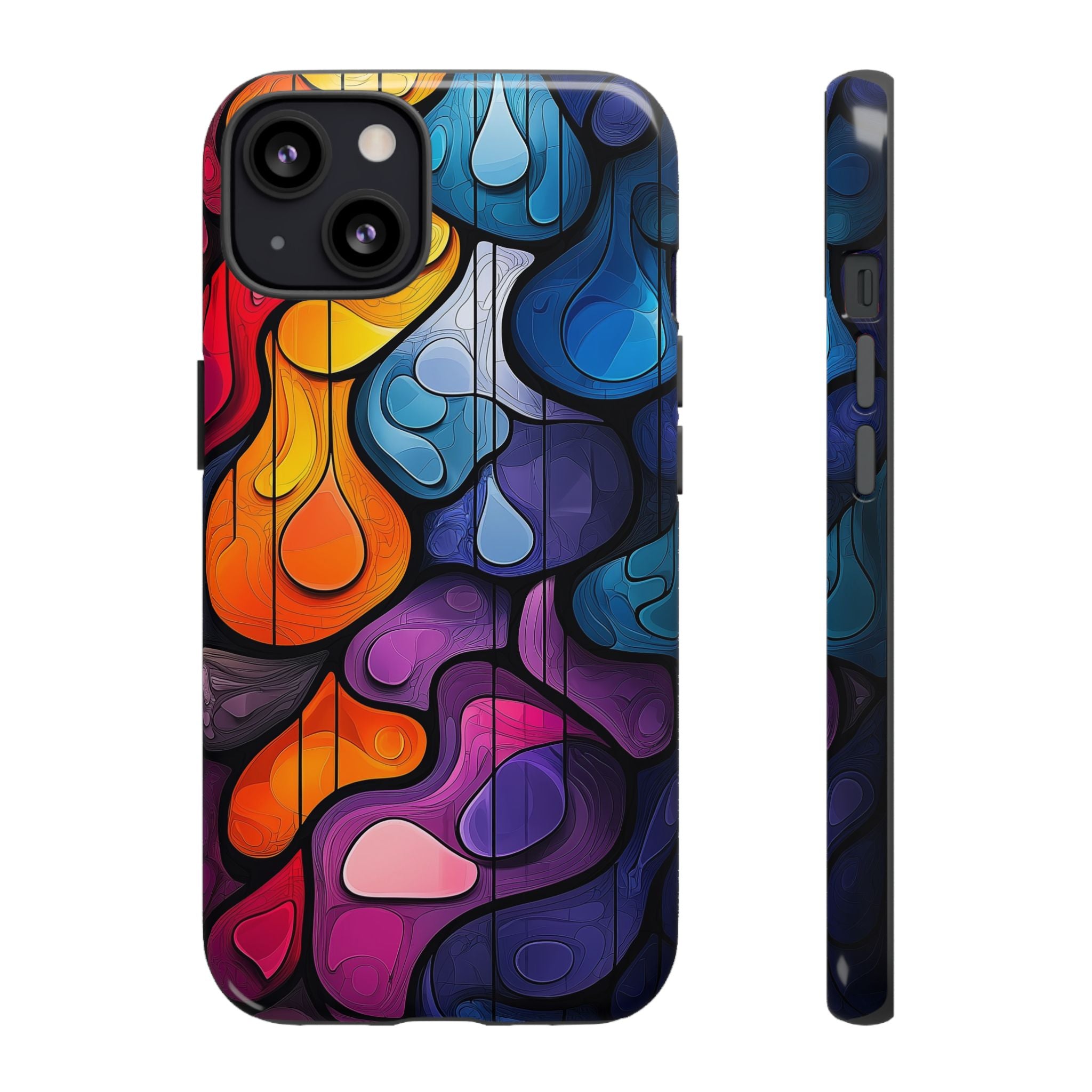 Abstract Colourful Drop iPhone Case — Vibrant Stained-Glass