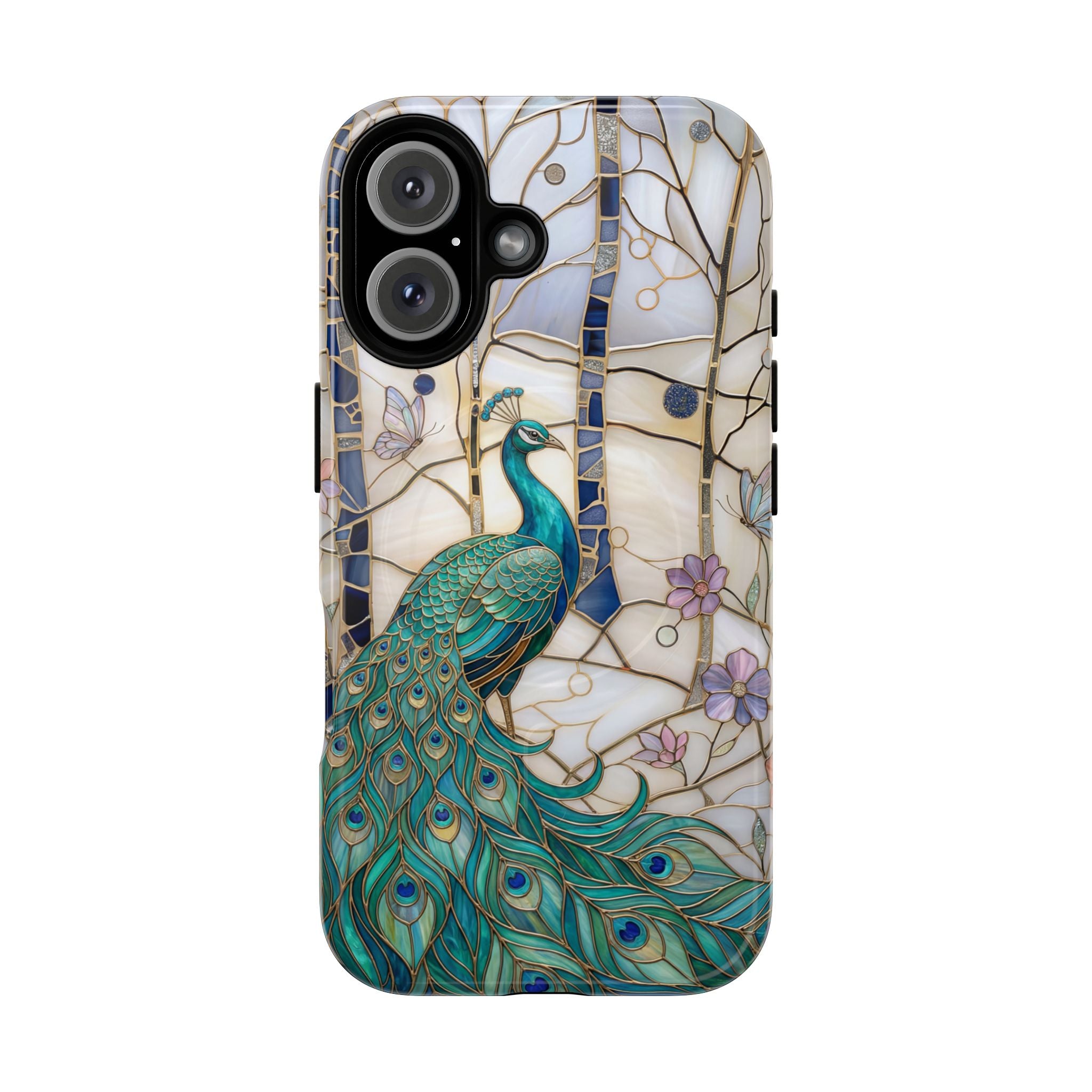 Peacock Stained Glass Tough MagSafe Phone Case