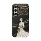 Elegant Woman Illustration Samsung Galaxy Phone Case | Vintage Bride in Flowing Gown