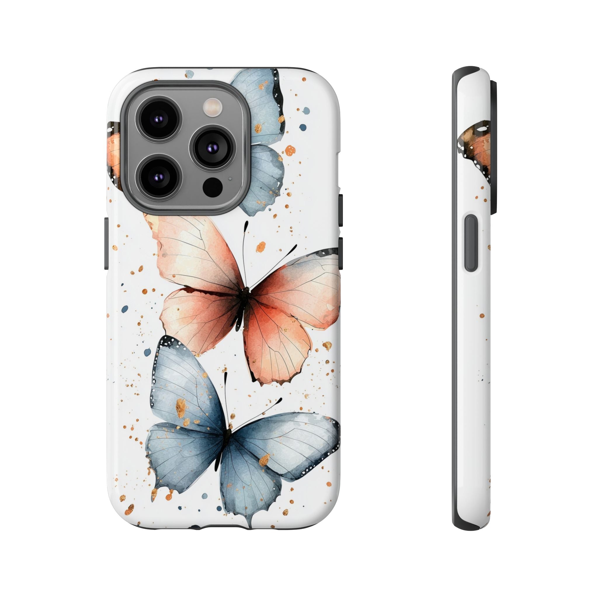 Watercolour Blue & Peach Butterfly Tough iPhone Case