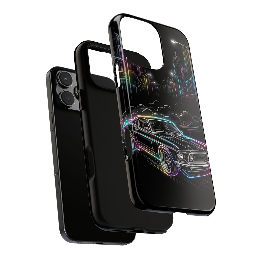 Neon Muscle Car iPhone Case | Retro City Nightscape