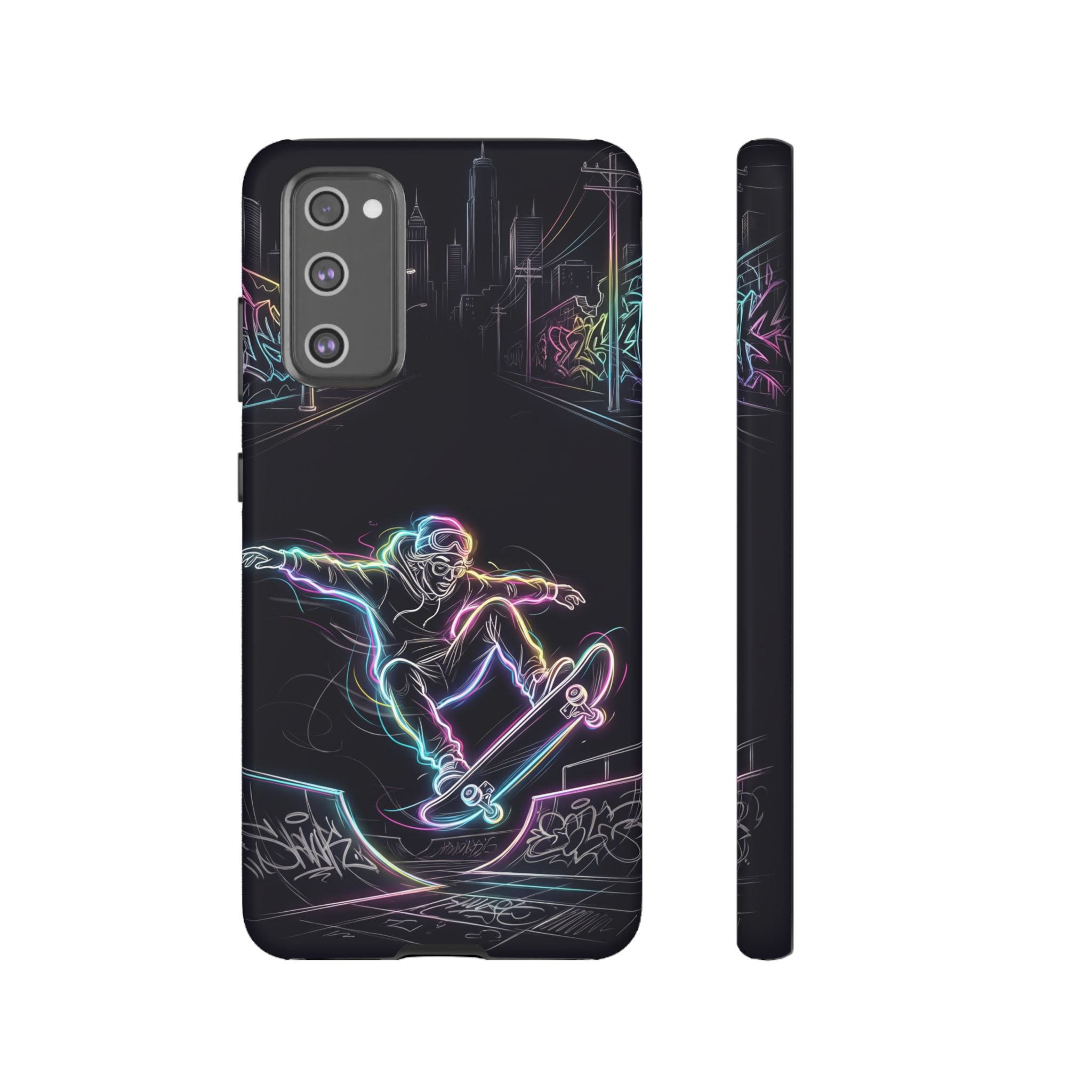 Neon Skateboard Samsung Galaxy Phone Case | Glow Skatepark Protective Cover
