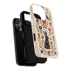 Floral Folk Art Bunny Tough iPhone Case