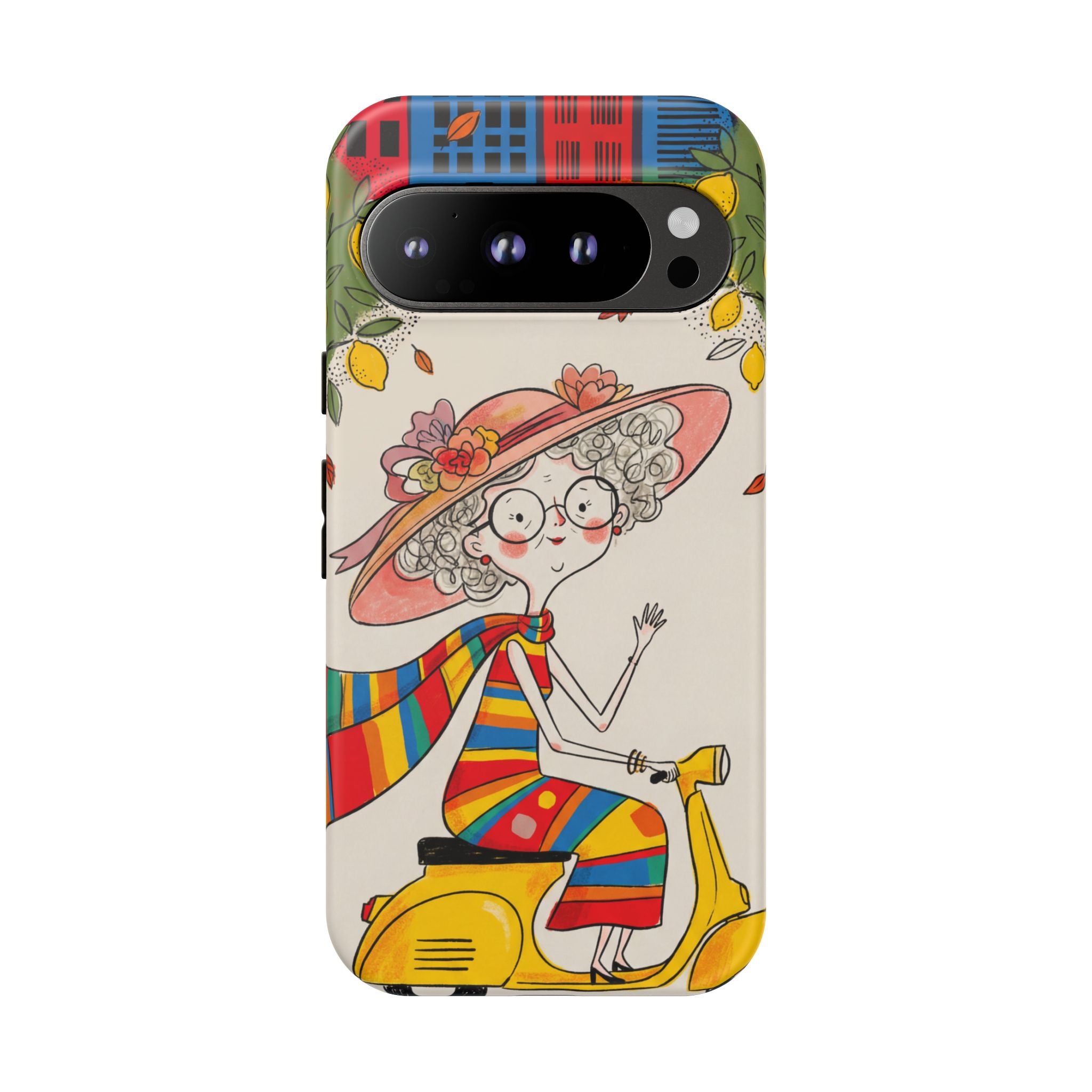 Vintage Scooter Granny Google Pixel Phone Case | Colourful Retro Elderly Lady Design