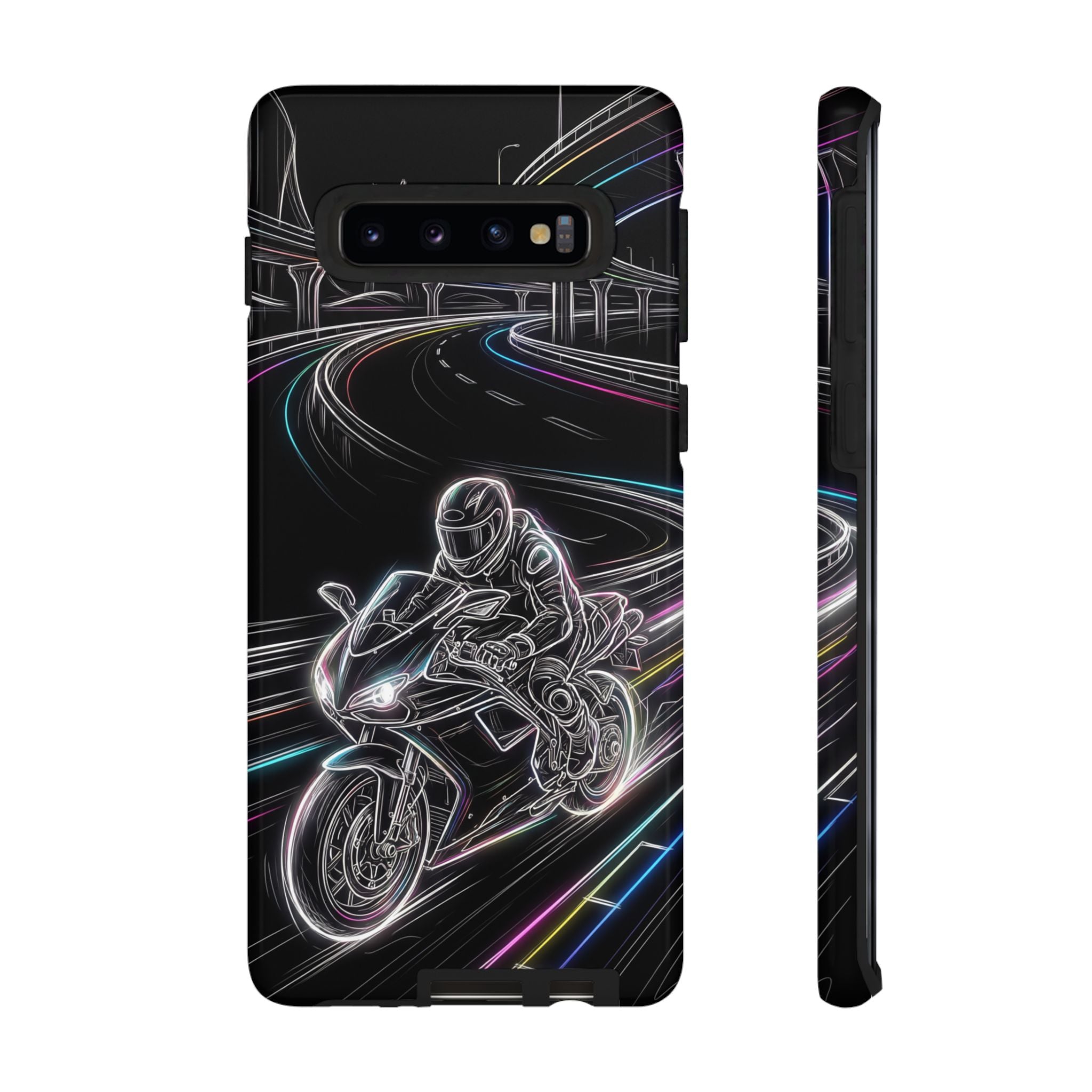 Neon Night Rider Samsung Galaxy Phone Case | Motorcycle Racing Protective Cover