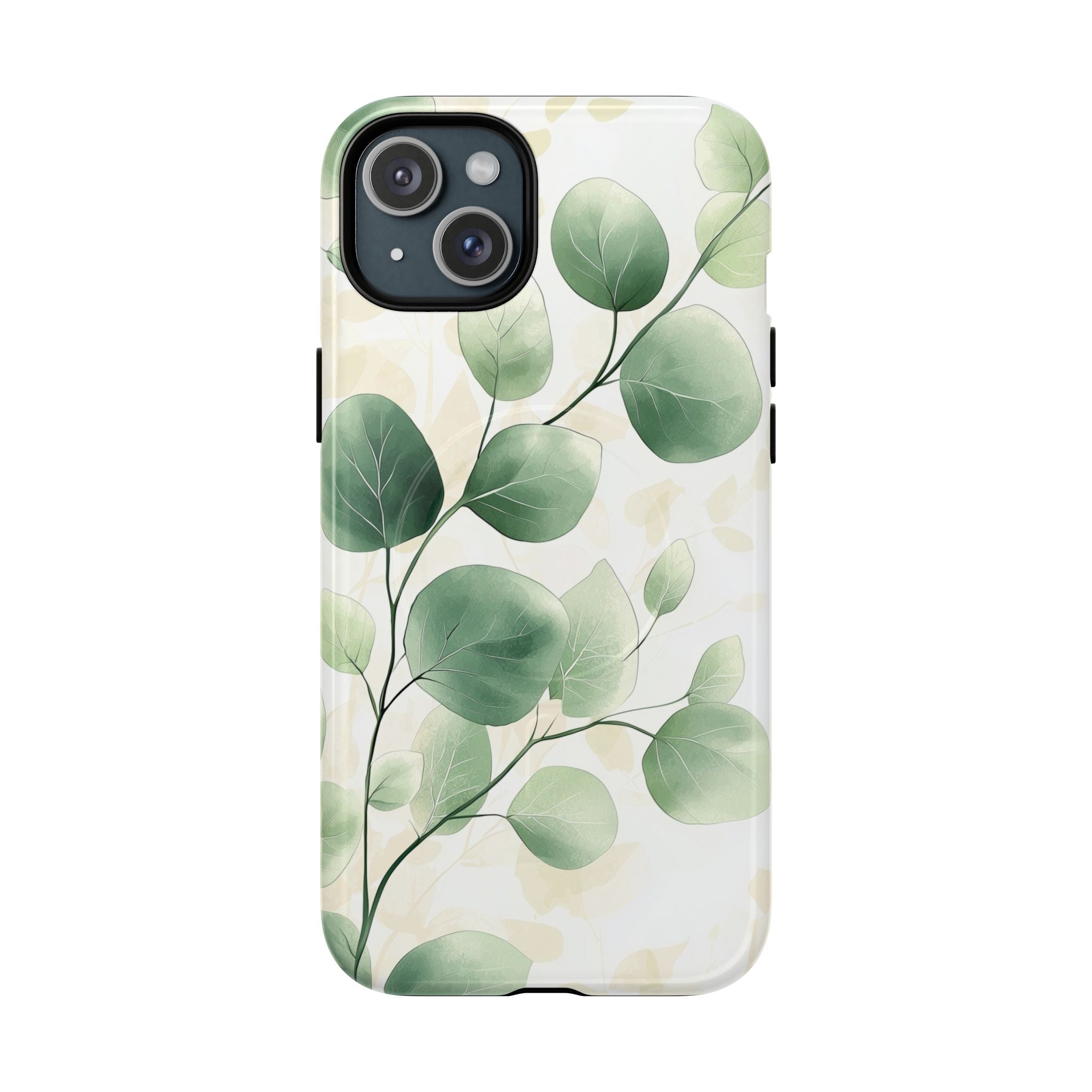 Botanical Eucalyptus Tough MagSafe iPhone Case | Green Watercolour Leaf