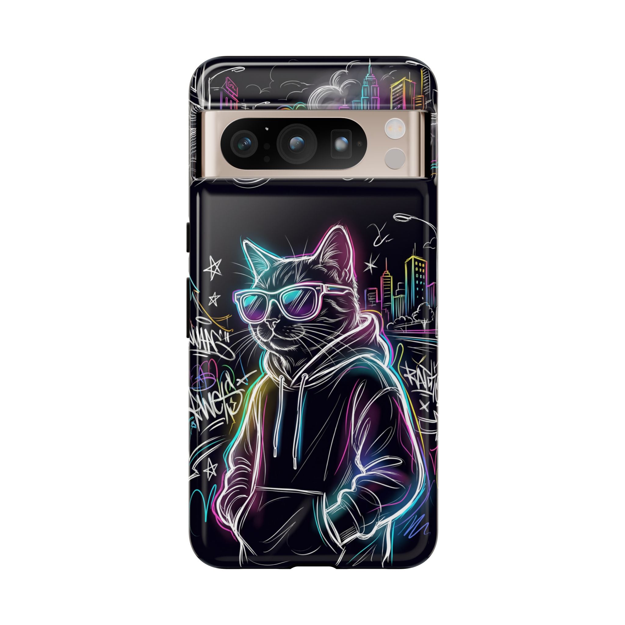 Cool Hoodie Neon Street Cat Google Pixel Phone Case