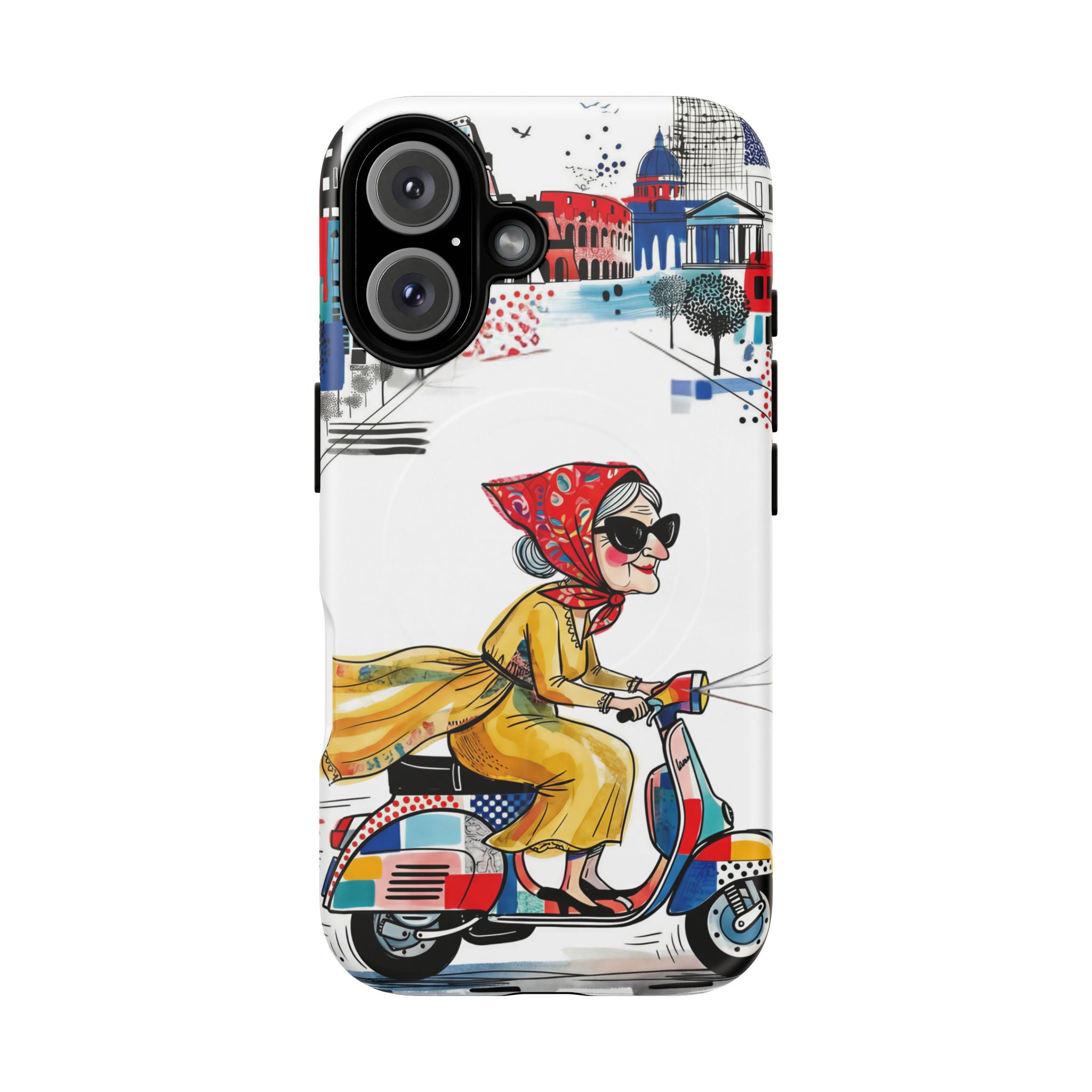 Vintage Vespa Granny MagSafe iPhone Case | Retro Scooter Travel iPhone Cover