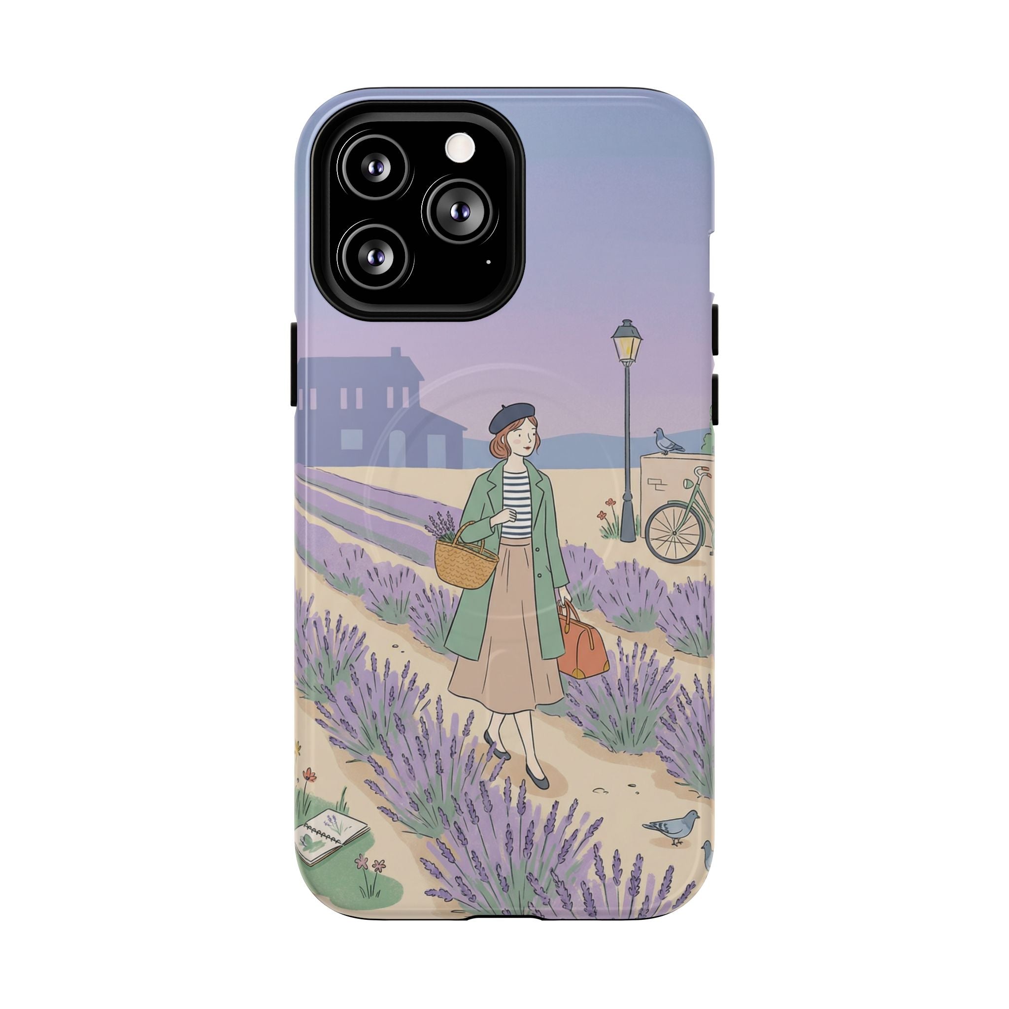 Lavender Field MagSafe iPhone Case | Vintage Travel Illustration Protective Case