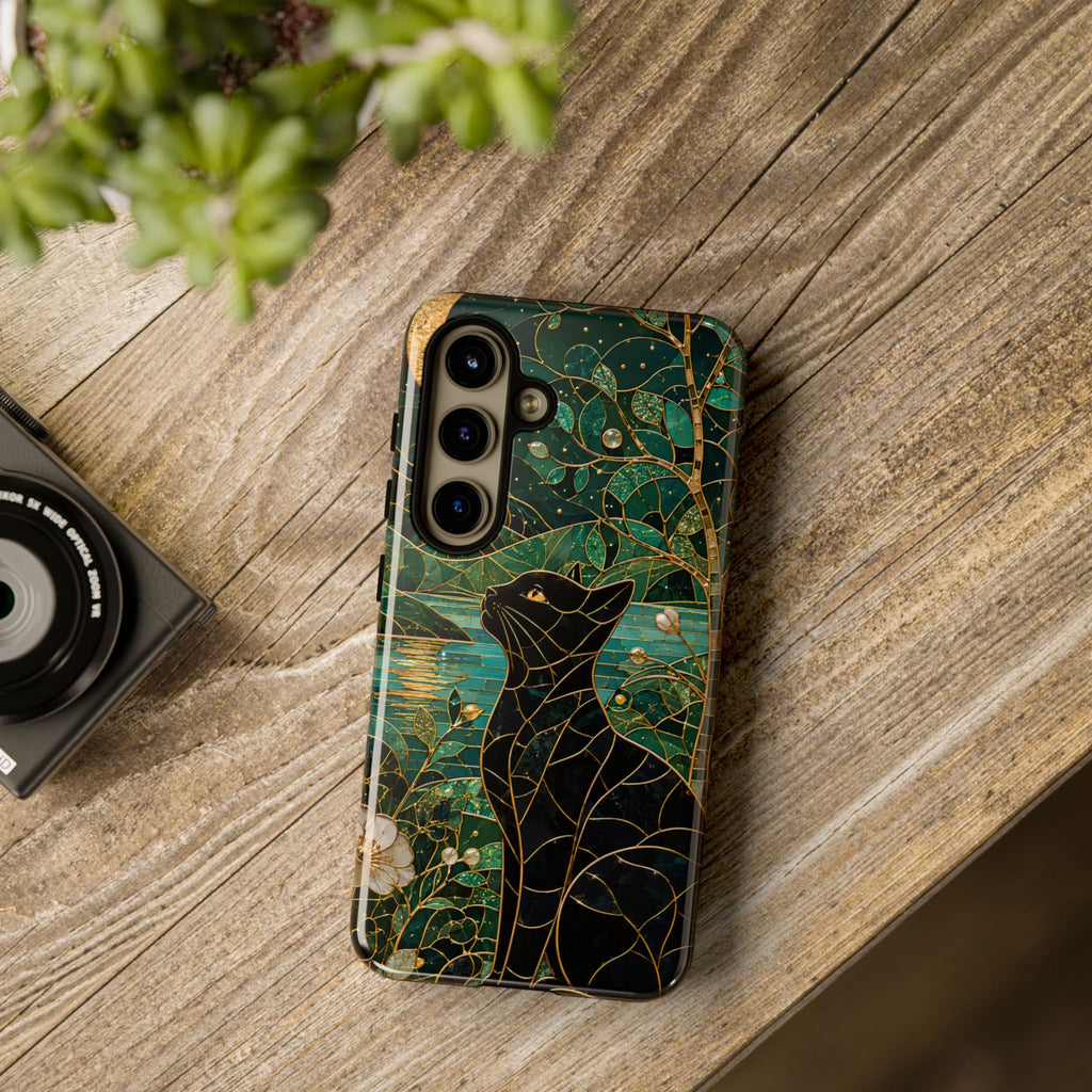 Black Cat Samsung Galaxy Phone Case | Enchanted Cat Art Cover