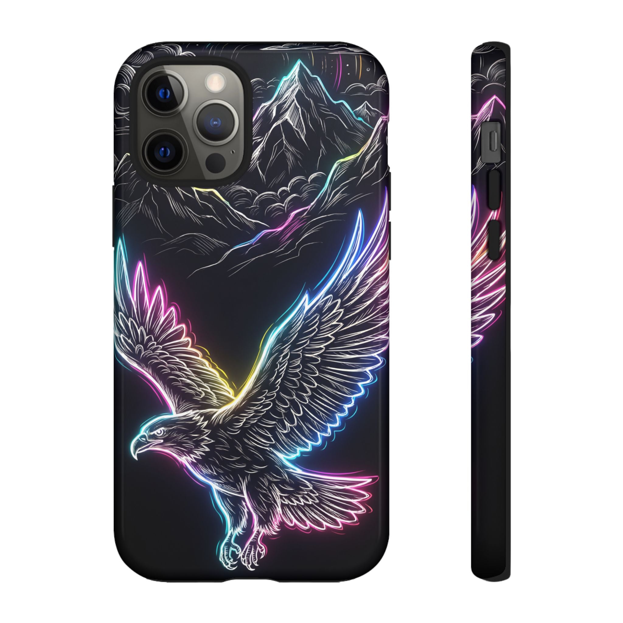 Neon Eagle iPhone Case with Mountain Design
